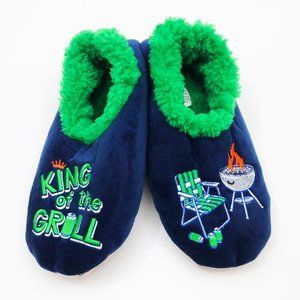 NWT Snoozies Men's Slippers King of the Grill Small 7/8 Blue